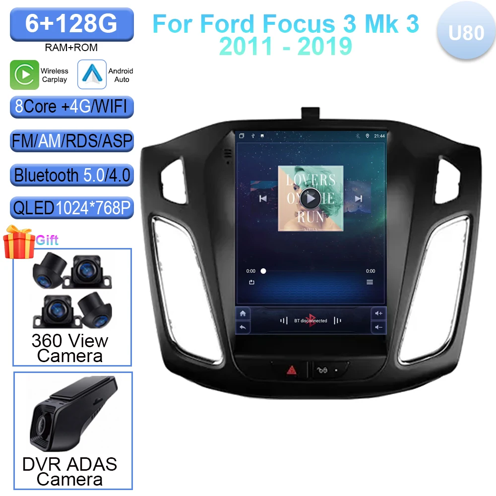 9,7-дюймовый Android для Ford Focus 3 Mk 3 2011-2019 для Tesla Style Экран Автомобильный радиоприемник Мультимедийный видеоплеер GPS без 2din DVD WIFI