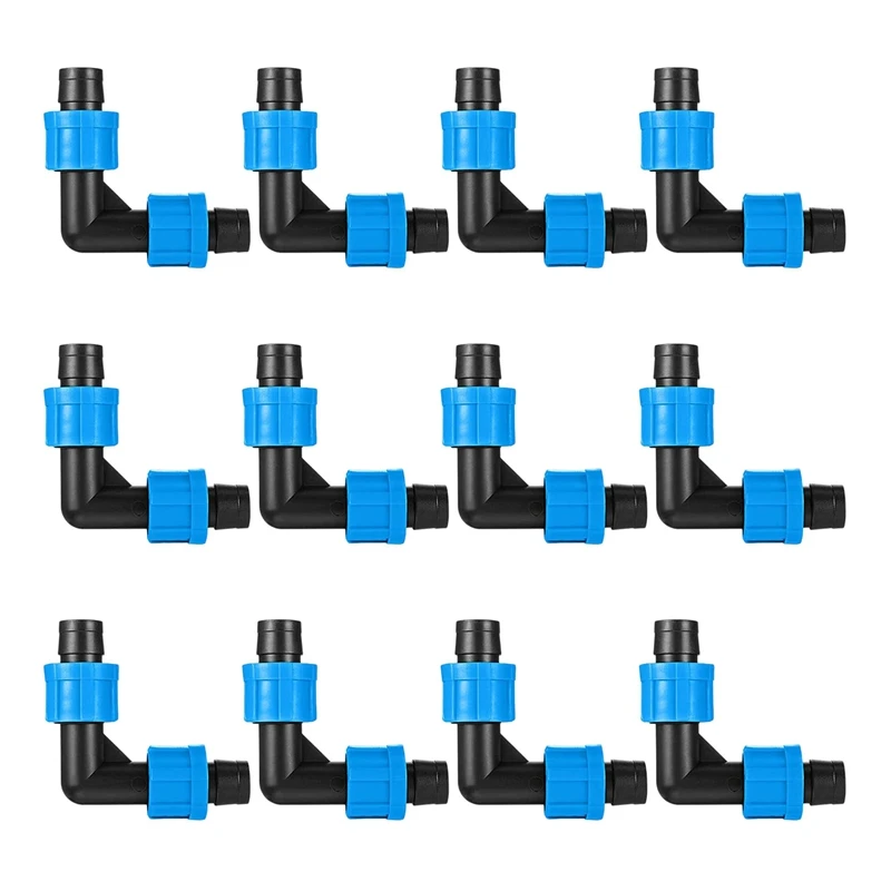 

12 Pcs Drip Irrigation Elbows 1/2 Inch Universal Elbow Fitting Hose Connector, Compatible With 16-17Mm Drip Tape Tubing