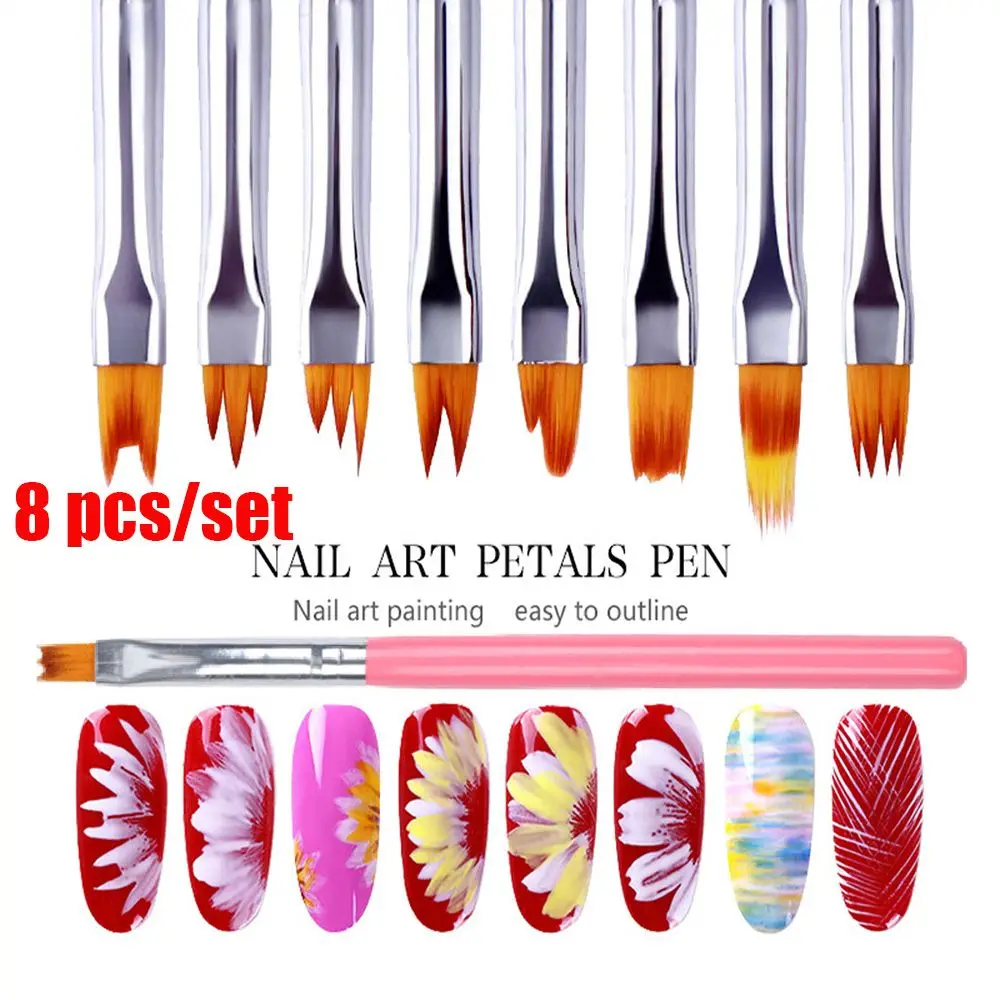 

Wood Handle Easy to Outline Nail Polish Pen Flower Drawing Pen UV Gel Nail Painting Brush Set Acrylic Nail Art Brush
