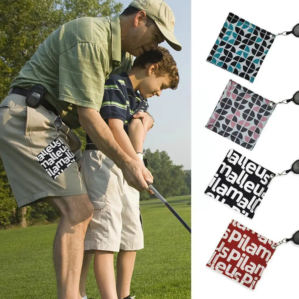 Asciugamano quadrato per la pulizia della pallina da Golf con portachiavi retrattile Golf Dropshipping detergente per fibbia Mini Ball Club impermeabile D3v8
