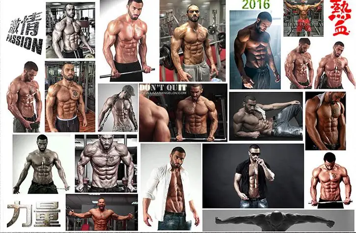 

24 style Choose Male muscle fitness bodybuilding gym exercise weight loss slimming Art print Silk poster Home Wall Decor