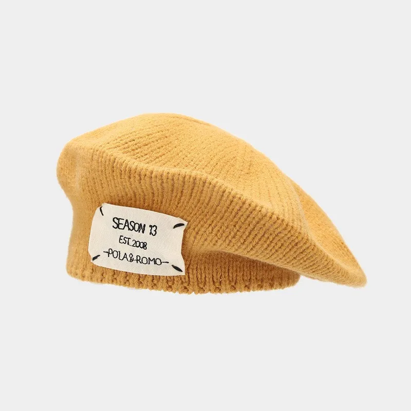 

Осенняя акриловая однотонная шапка с надписью берет живописца, восьмиугольная шапка для женщин и девочек 22