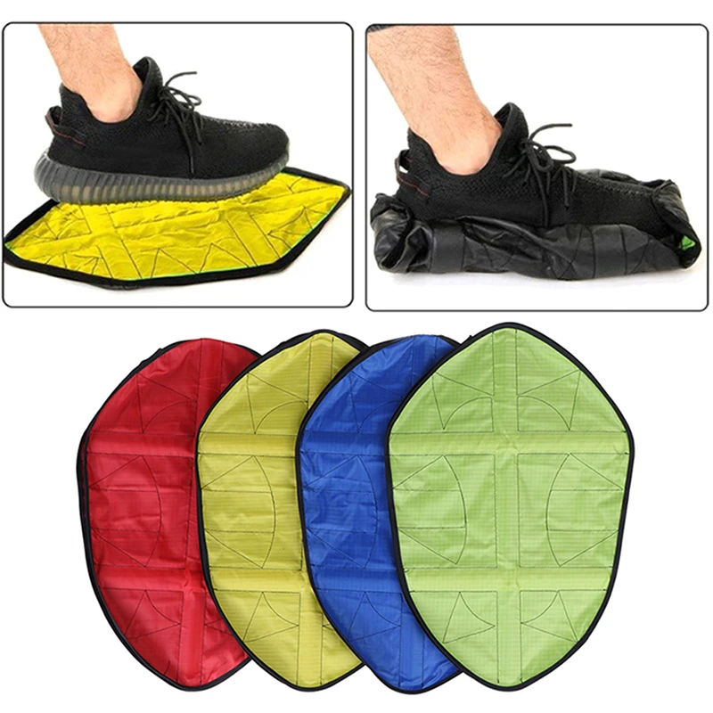 2Pcs Fashion Waterproof Handsfree Automatic Step Sock Shoe Cover Reusable Shoes Covers Carpet Protectors Shoe Dust Covers