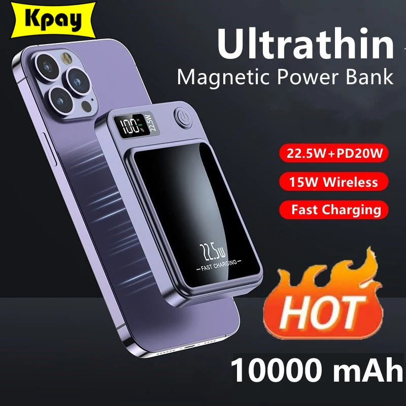 

10000mAh Macsafe Powerbank Magnetic Wireless 15W Fast Charger Power Bank For iPhone 15 14 13 12Pro Max Portable External Battery