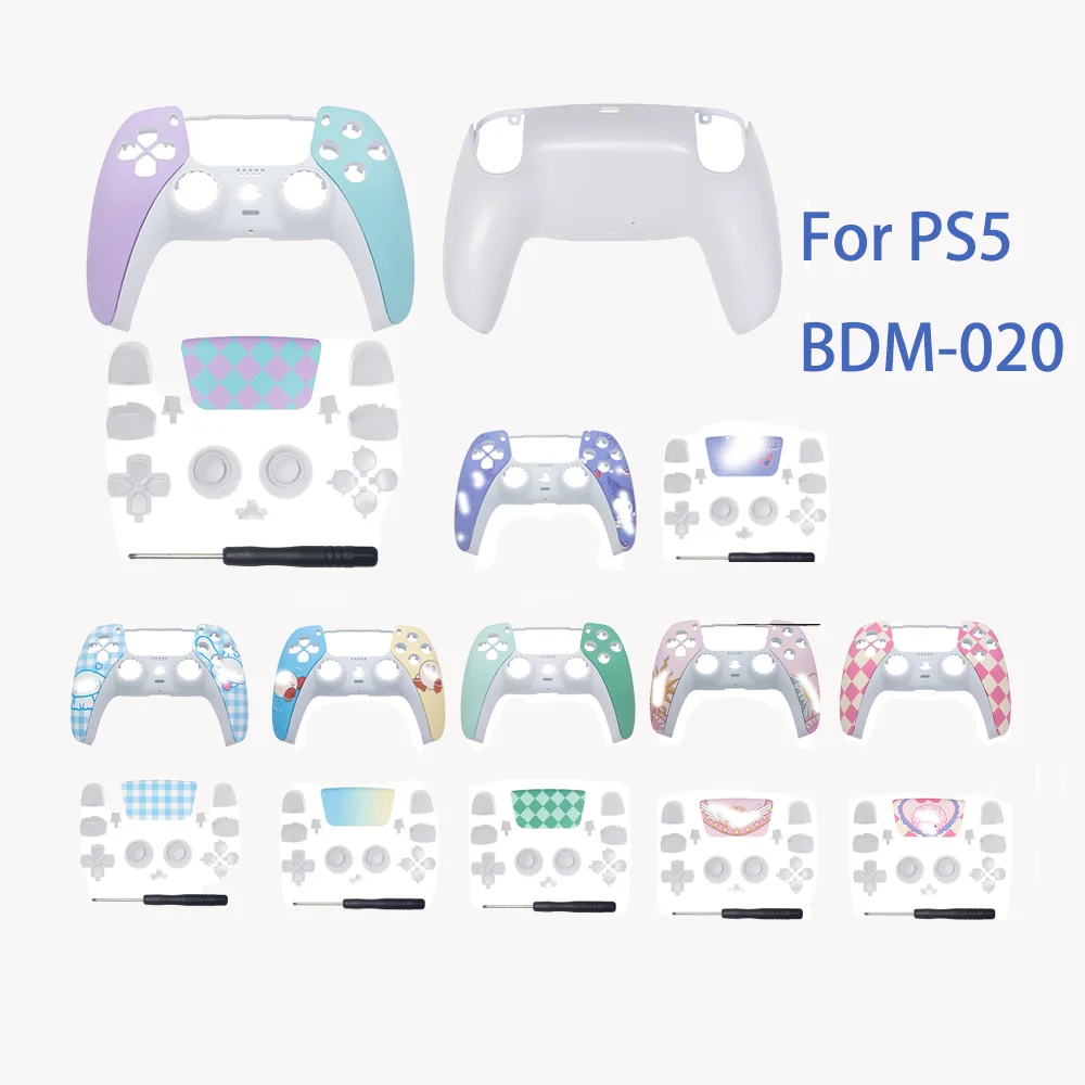 

For PS5 BDM-020 Controller Full Set Housing Shell Front Back Case Cover V3.0 Replacement Cute DIY Decorative Strip Button Set