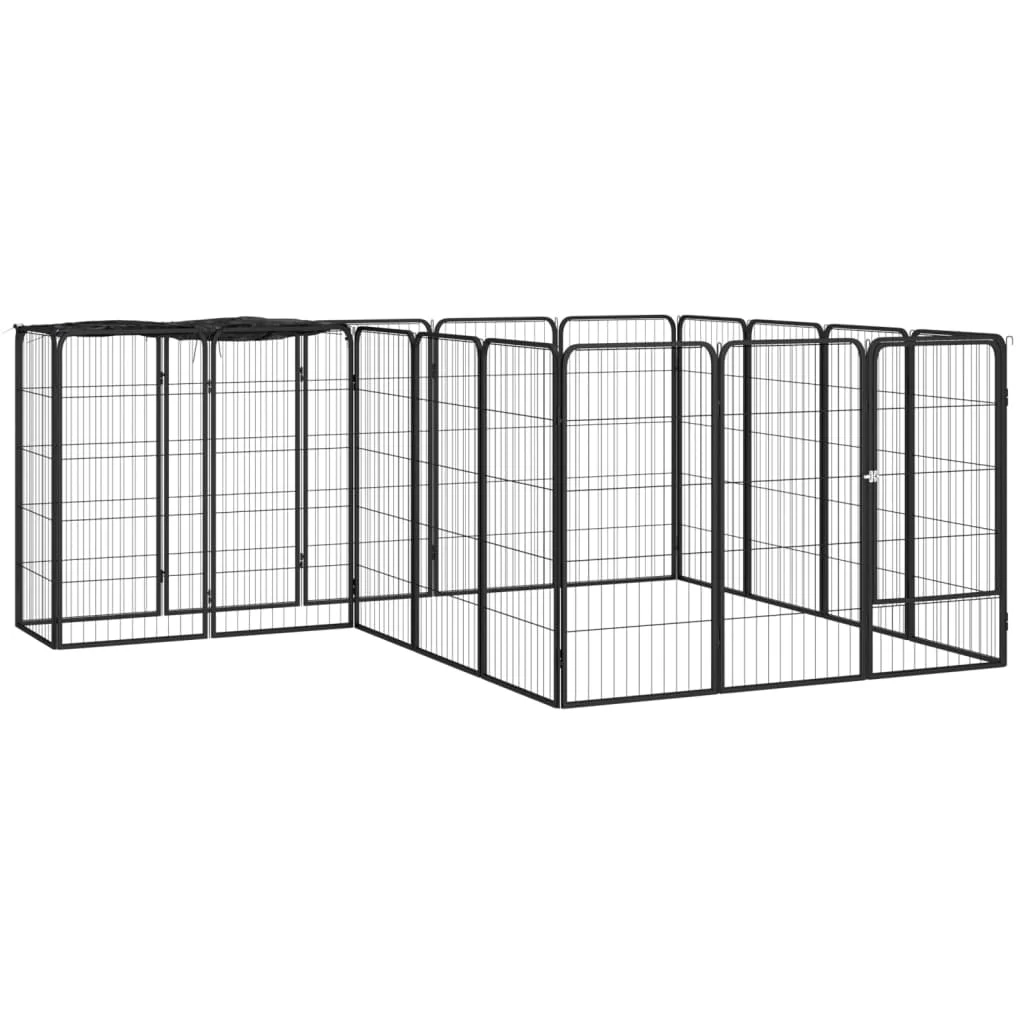 

18-Panel Dog Playpen, Pet Supplies Dog Kennel, Black 50x100 cm Powder-coated Steel
