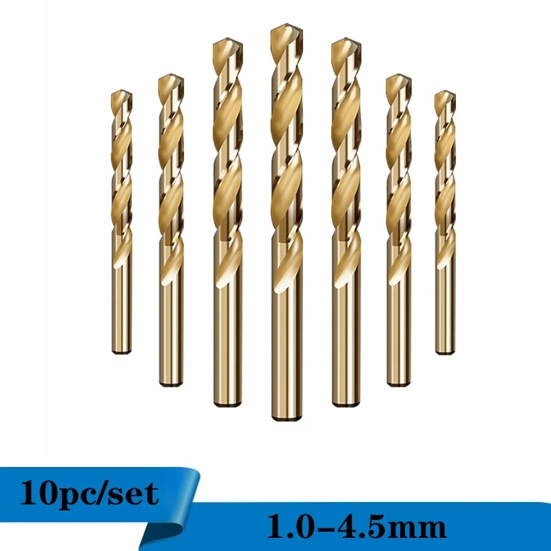 

10pc/set 1.0-13mm Cobalt Coated Twist Drill Bit Set HSS M35 Gun Drill Bit For Wood/Metal Hole Cutter Power Tools