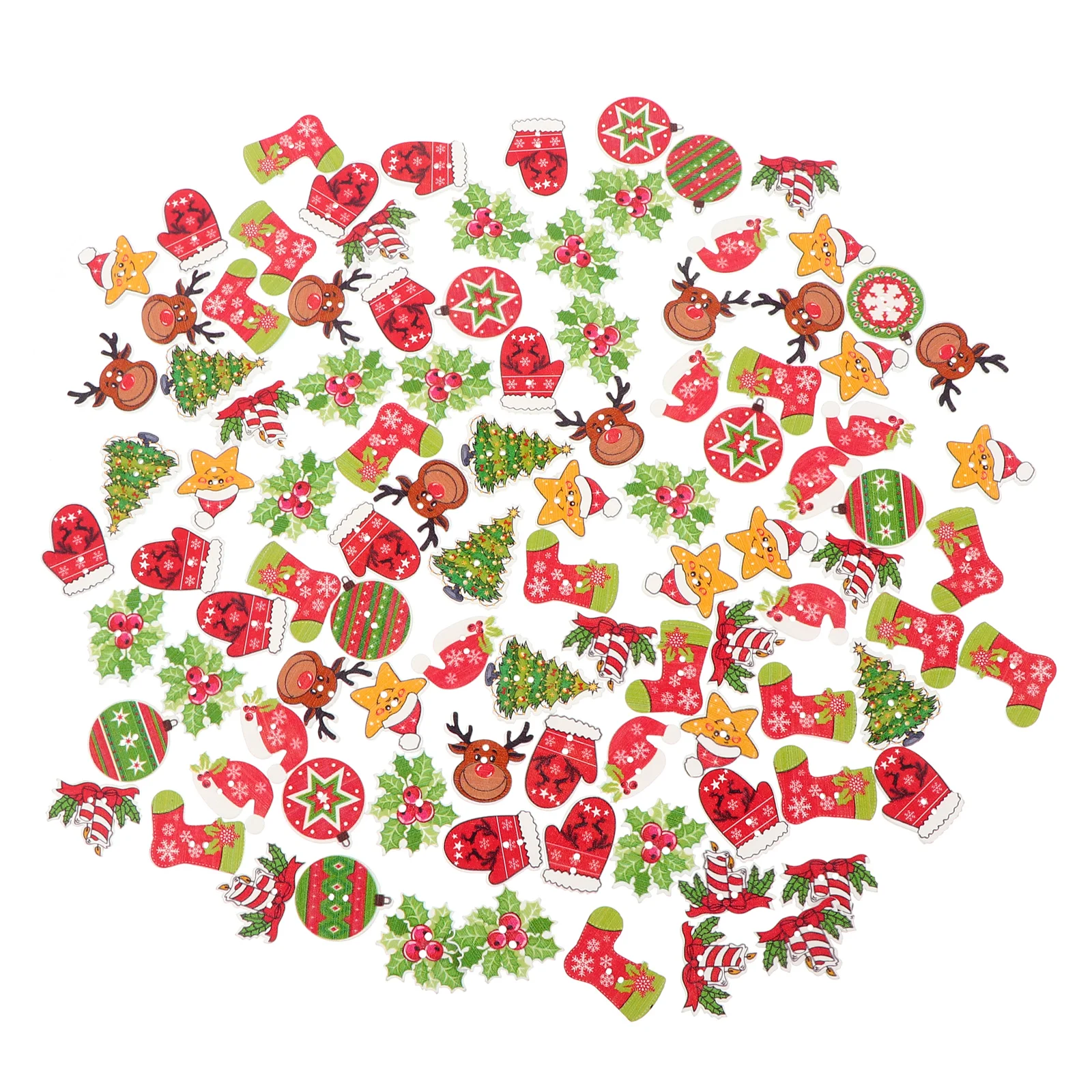 

Buttons Holes Christmas Wooden Crafts Sewing Colored Knot Buckles Ornaments4 Button 2Snap Studs Printed Press Decor Wood Sew