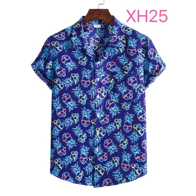 2022 Hawaiian Shirt Men's Short Sleeve Flower Lining Beach T-Shirt Holiday Shirts Tops Floral Hawaiian Shirt Men для мужчин 18＋