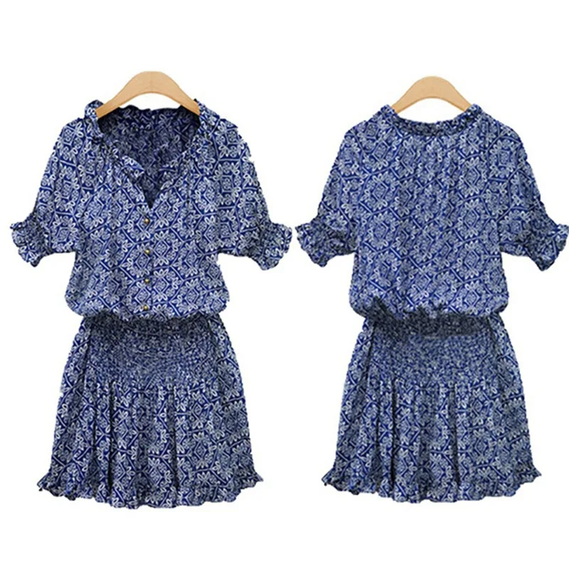 

Женское шифоновое пляжное платье в стиле бохо, повседневное свободное платье-туника с цветочным принтом, вечернее мини-платье, лето 2022