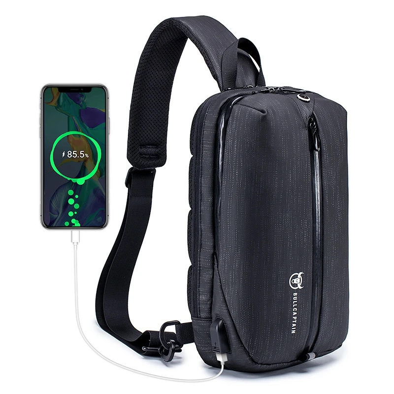 

BULLCAPTAIN USB Male Waterproof Oxford Cloth Chest Bag Shoulder Small