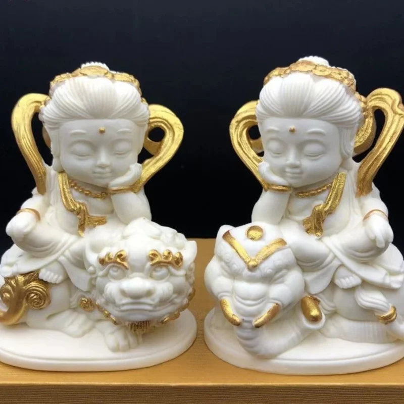 Резьба по ореху цвета слоновой костиQВерсия Puxian Bodhisattva Manshu Украшение автомобиля