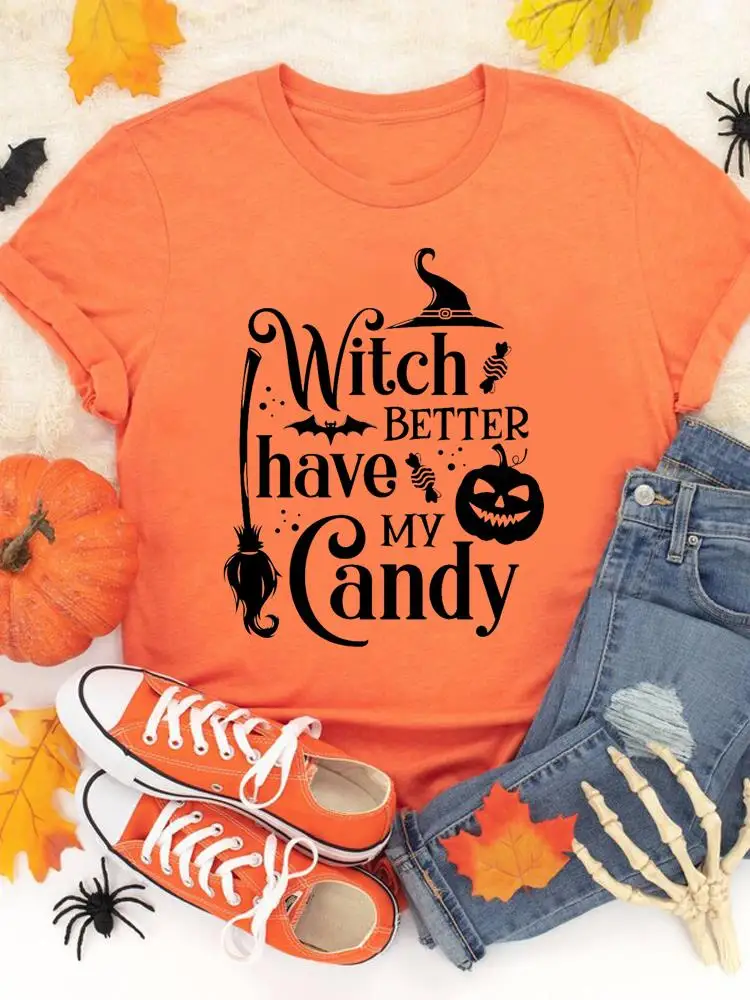 

Letter Trend Sweet 90s Fashion Fall Halloween Autumn Casual T-shirts Clothes Women Female T Clothing Ladies Print Graphic Tee