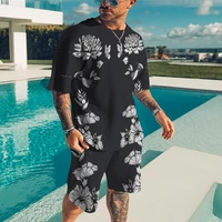 new summer men t shirt male fashion track suit o neck topshorts oversized 3d printing 2 piece sets 2022 retro casual clothing