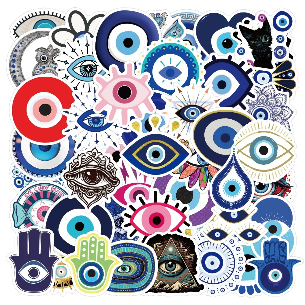 

10/60Pcs Evil Eye Graffiti Stickers Skateboard Guitar Laptop Motorcycle Luggage Bike Car Phone Cool Sticker Kid Toy