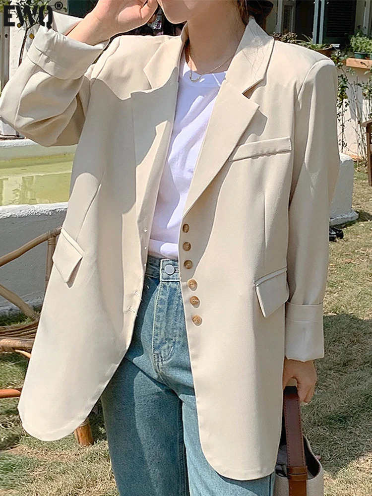 

[EWQ] Chic Small Breasted Blazer Coat For Women Long Sleeve Office Lady Suit Jackt 2023 Autumn Winter New Tide Clothes 16U4543