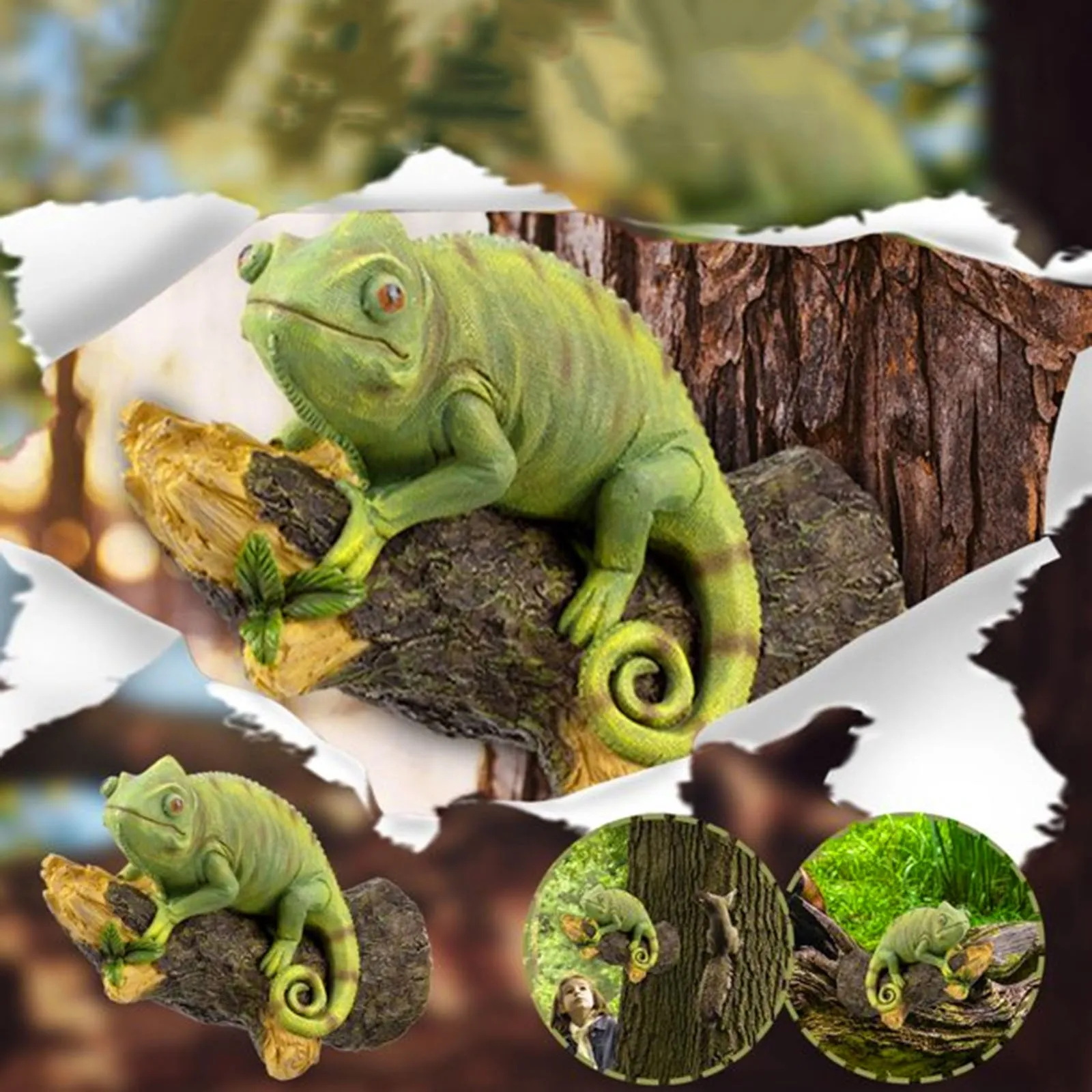 

Скульптура Hugger, статуи Хамелеона, садовая визуально подвесная зеленая ящерица, декоративная фигурка, украшение