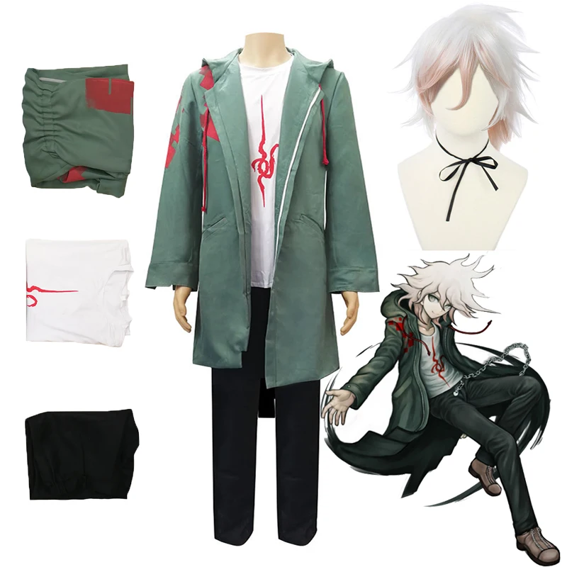 

Danganronpa 2 Nagito Komaeda Anime Cosplay Costume Game Coat Pants Suit Gradient Wig New Carnival Party Halloween Costumes Wigs