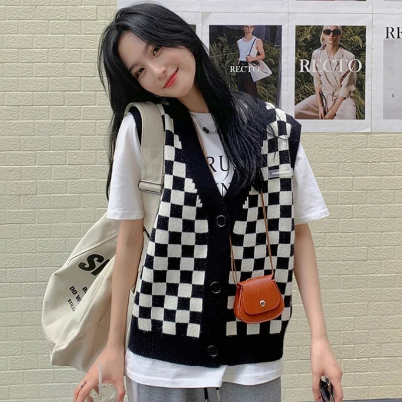 Винтажный кардиган в студенческом стиле свитер жилет для женщин свободный крой