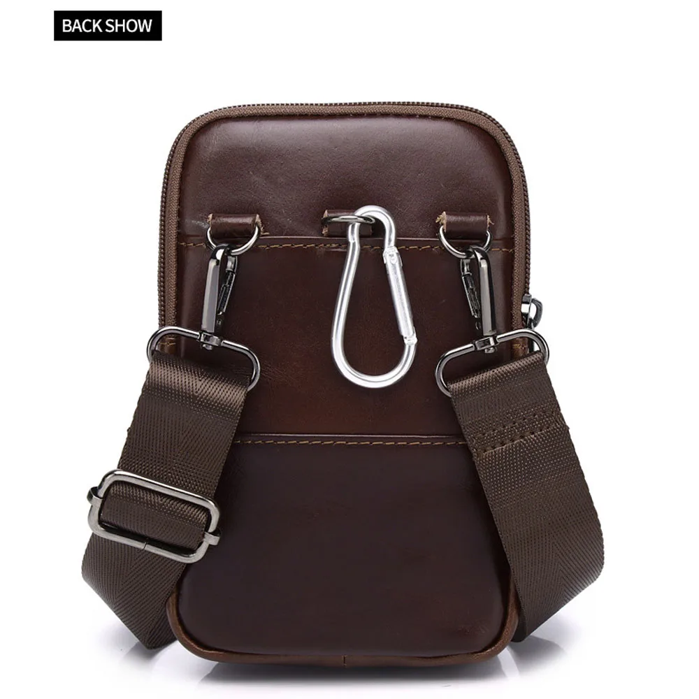 New Men Genuine Leather Waist Pack Fashion Vintage Belt Pouch Multifunction Travel Phone  Bag Small Shoulder Bags