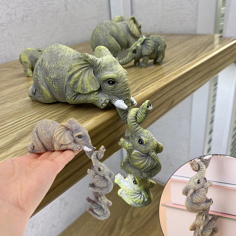 

3pcs/set Cute Elephant Figurines Elephant Holding Baby Elephant Resin Crafts Home Furnishing Gift Maternal Love Animal Figures