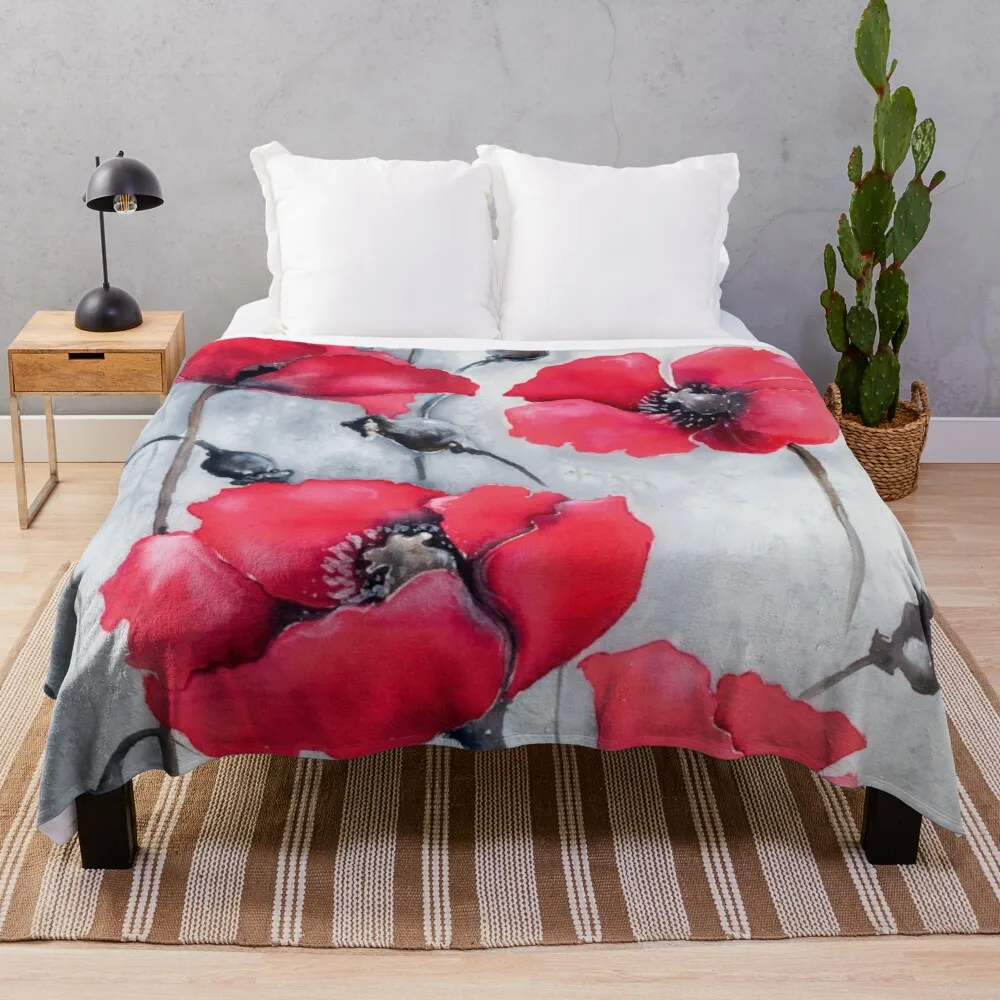 

Poppies by Eva Throw Blanket Throw Rug