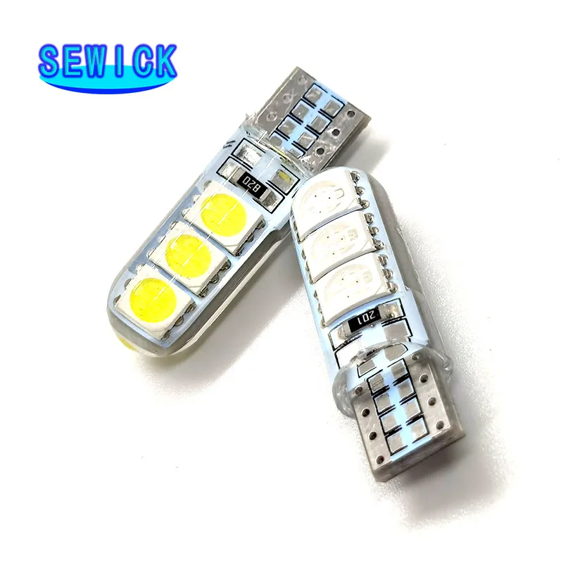 100 шт. T10 194 2825 W5W LED 6 SMD Силикагель Водонепроницаемый свет мотоцикла Автостоянка Лампа чтения автомобиля купола на силиконовой оболочке.
