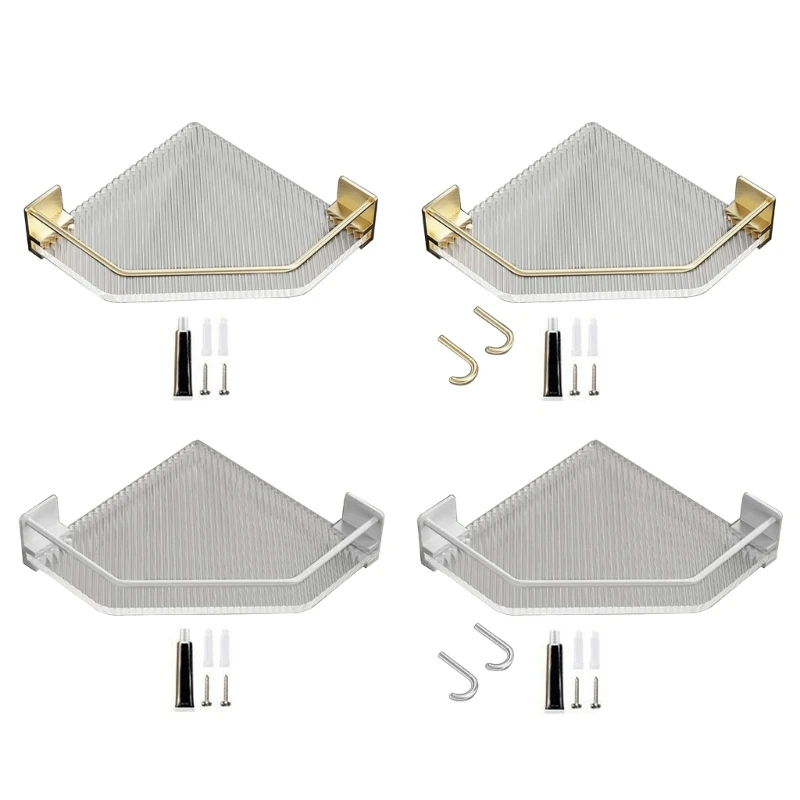 

50JC Bathroom Metal Corner Shelf Wall Mounted Shower Shelf Rustproof Bathroom Storage Shampoo Holder Simple Installation