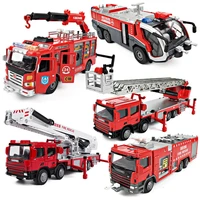 150 alloy fire truck toy city simulation water tank ladder car model engineering car ornaments collection kids boy gifts