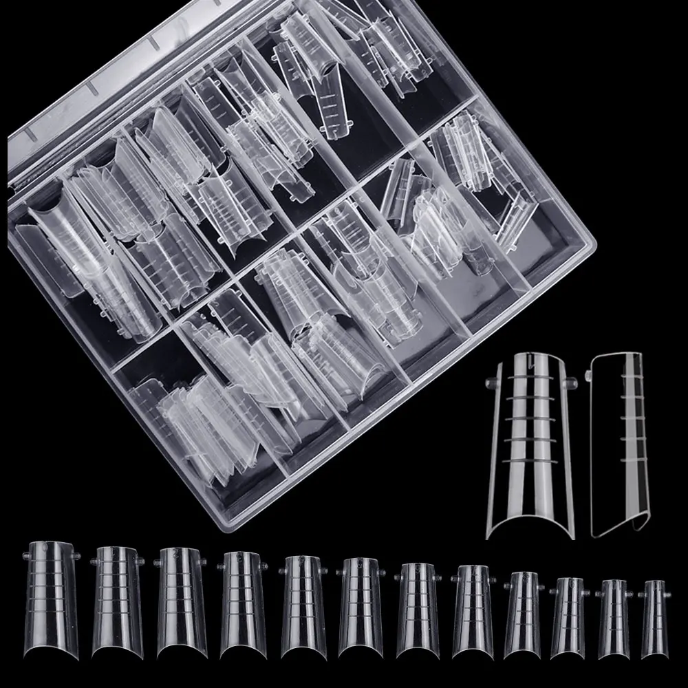 

120Pcs Acrylic Extension False Nail Tips Nail Capsule Accessories Fake Nail UV Gel Polish Quick Building Mold Manicure Tools