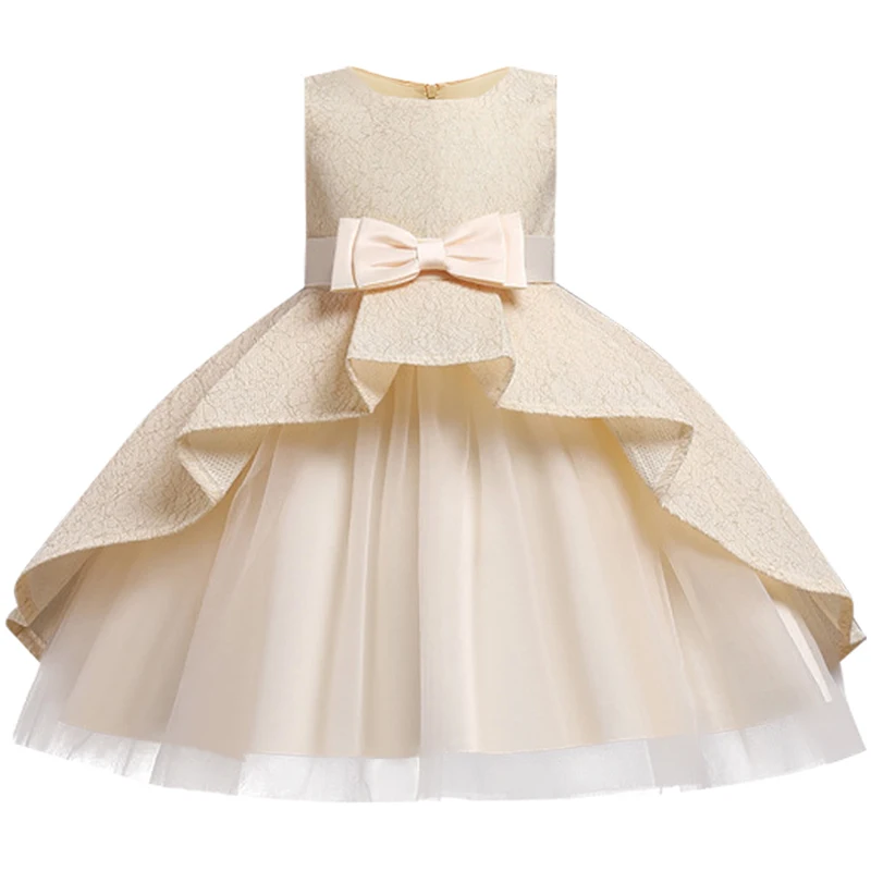 

Girl New Wedding Dress Children's Dress Princess Evening Dress Girl Birthday Party Bow Pompous Embroidered Dress Fower Girl
