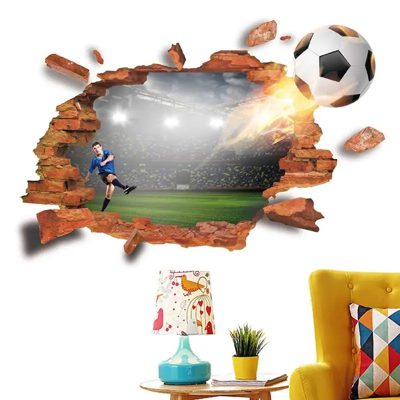 

Soccer Wall Stickers Waterproof 3d Wall Art Wall Decor Murals Art Decals Decorator As Birthday Gift For Kids Boys Football