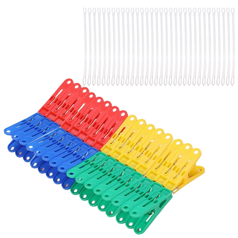 

1 Set Windproof Clothespins Plastic Laundry Clip Clothes Peg Hanging Hooks with Rope Multicolor Socks Drying Hanger