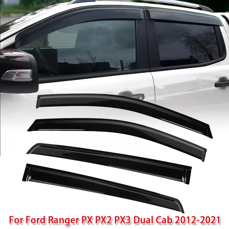 

4 шт., дефлектор бокового окна автомобиля, защита от солнца и дождя для Ford Ranger PX PX2 PX3, двойная кабина 2012-2021