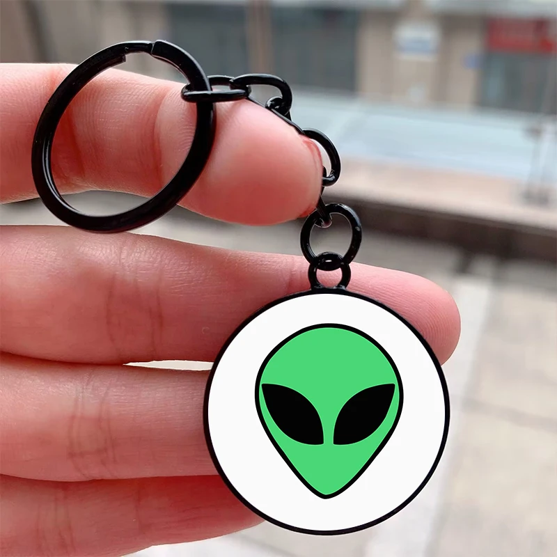 

Fashion Cartoon Alien head Cool Motorcycle Car Backpack Chaveiro Keychain Friend’s Keyring Gifts Accessories
