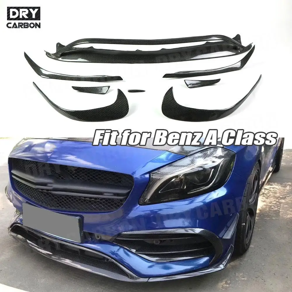 

Carbon Fiber Front Lip Spoiler Splitters For Benz A Class W176 A200 A250 A45 AMG 2016+ Car Bodykit Side Canards Trims Decoration