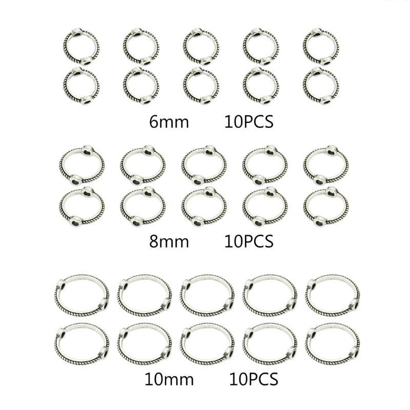 

30 шт./лот 6/8/10 мм микс винтажное ретро кольцо из бисера колпачки для бисера DIY браслет из бисера для изготовления ювелирных