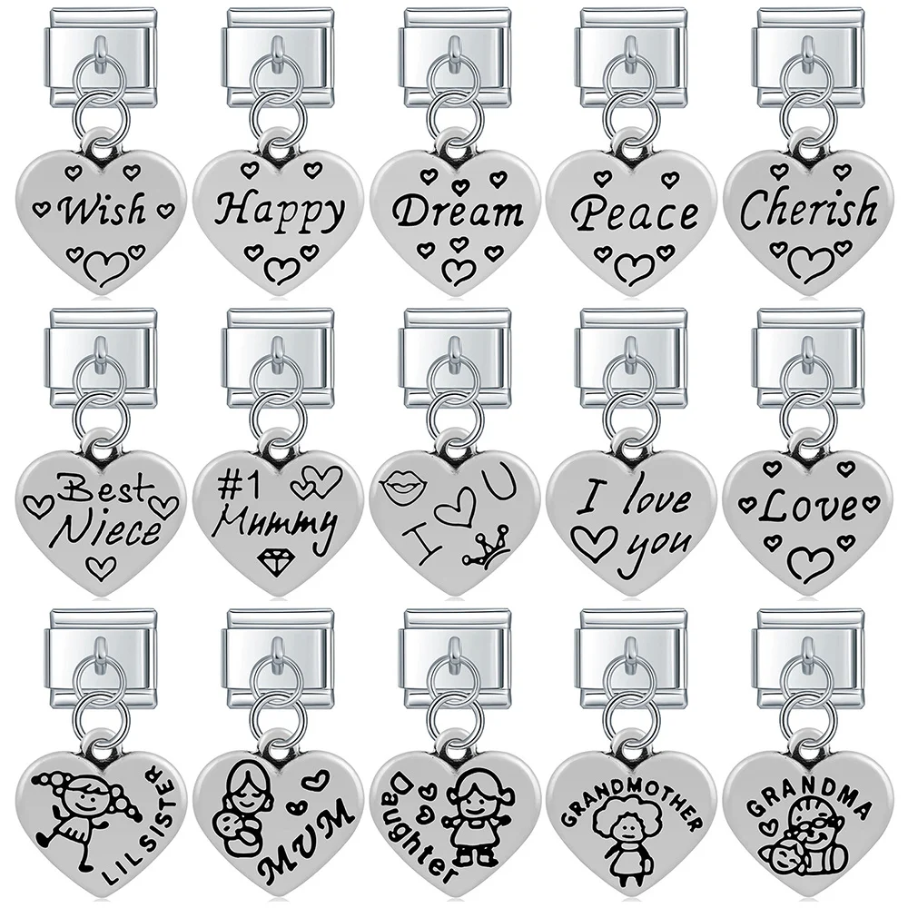 Hapiship Топ, новинка, сердца, надежная любовь, желание счастья, дракон Мун, сердца, очаровательные звенья, подходит для браслета 9 мм, изготовление ювелирных изделий из нержавеющей стали DJ183