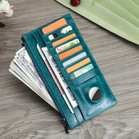 contacts women airtag card holder wallet genuine leather zipper female wallets rfid blocking phone slim bank card holder