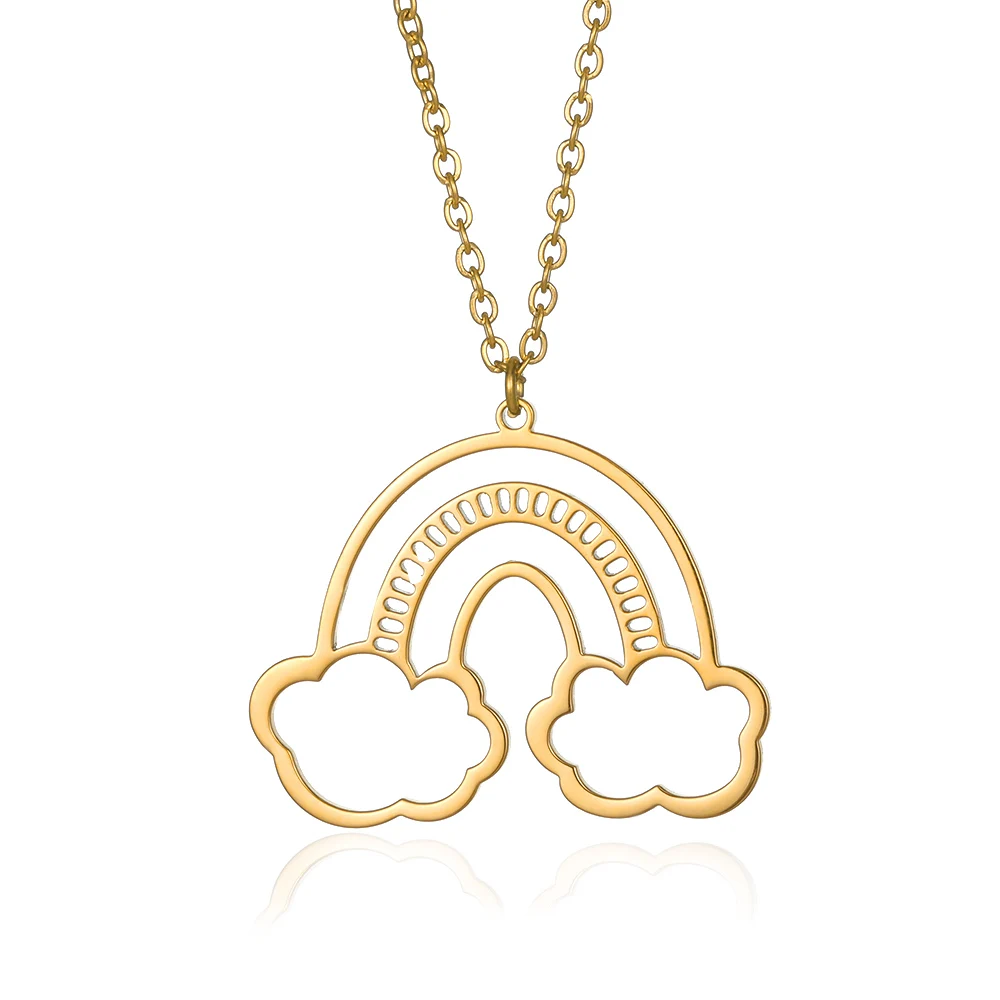 

Minimalism Rainbow Cloud Necklaces For Women Korean Jewelry Stainless Steel Choker Necklace Best Friend Gifts Summer Accessories