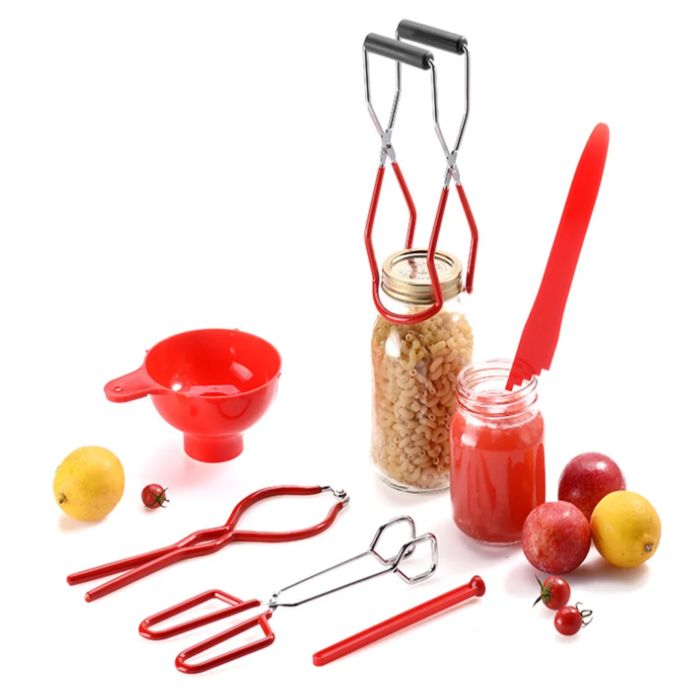 

6Pcs Canning Kit Set Anti-scalding Tongs Non-Slip Lifting Tongs Lifte Mason Jar Canning Tongs Jar Key Lid Lifter set
