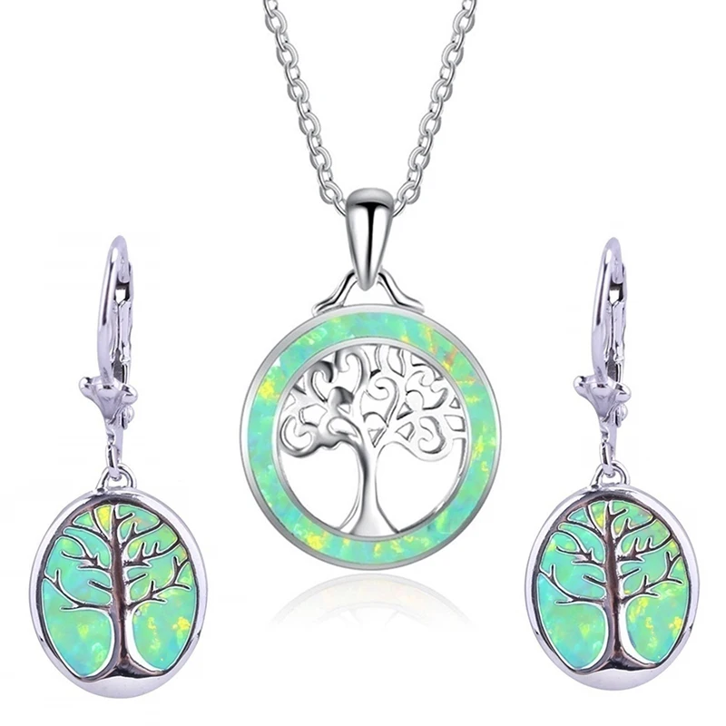 Модное женское ожерелье с подвеской в виде дерева жизни искусственным зеленым