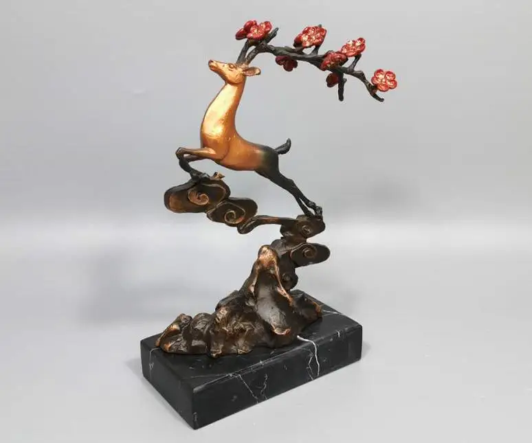 

Home decoration Chinese style new modern retro auspicious marble alloy cast iron reindeer decorations New Year gifts porch decor
