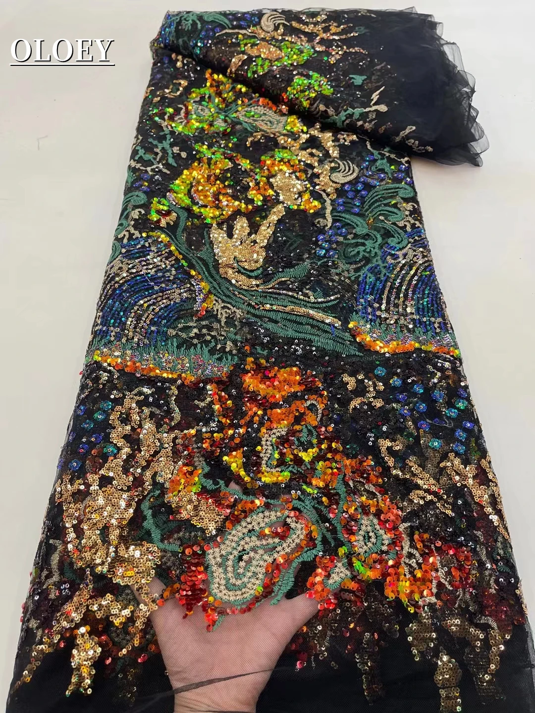 

Новейшая элегантная африканская вышивка, тюль, кружевная ткань с блестками, кружевная ткань для свадебного платья JJ1681