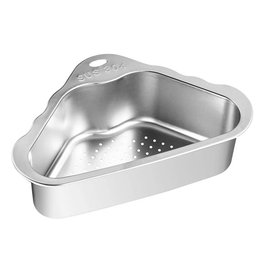 

Drain Basket Stainless Steel Kitchen Residue Filter Rack Sink Triangle Drain Basket,Silver