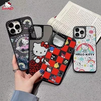kawaii hello kittys sanriod family makeup mirror glass phone cases for iphone 13 12 11 pro max iphone 7 8 plus x xr cover shells