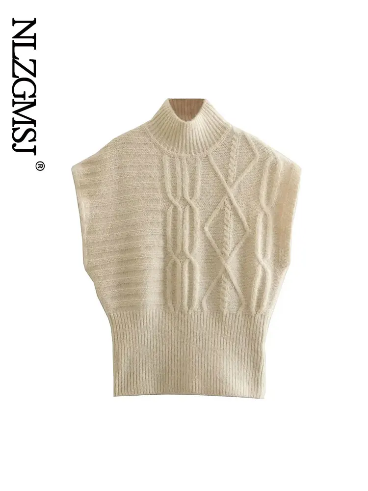 

Женский вязаный свитер Nlzgmsj 2022, жилет, свитер с широкими плечами, Женский пуловер, теплые вязаные майки в стиле High Street