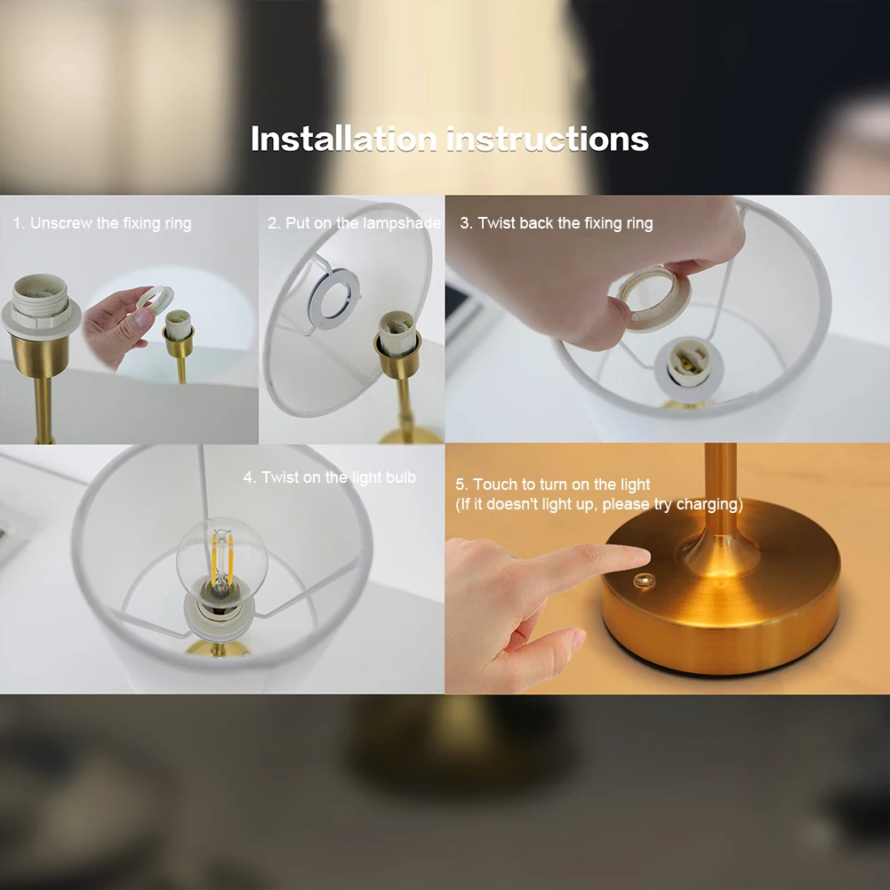 Беспроводная светодиодная металлическая настольная лампа перезаряжаемая от USB