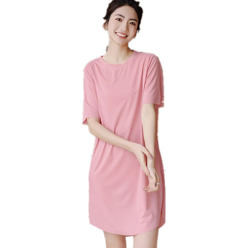 

Women's summer loose pregnant women's dress short sleeve skirt Black