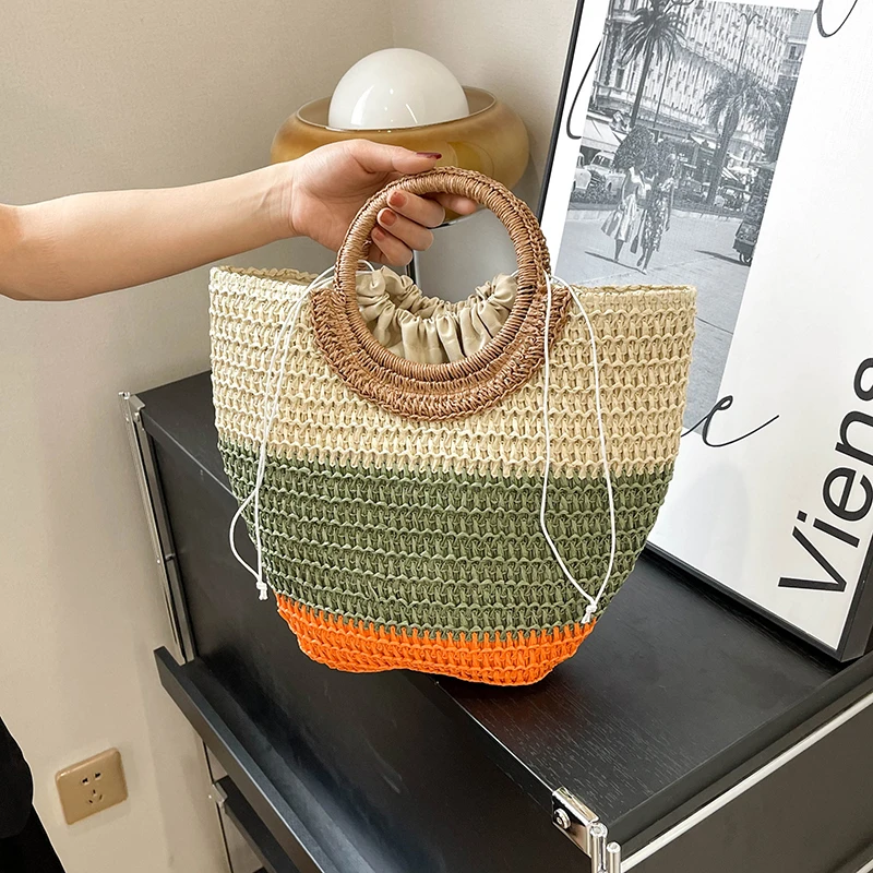 Дизайнерская сумка для женщин новинка 2023 красочная Соломенная пляжная летняя с
